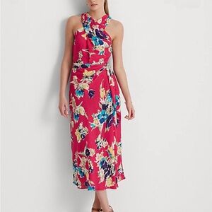 Ralph Lauren One Shoulder Pink Floral Dress